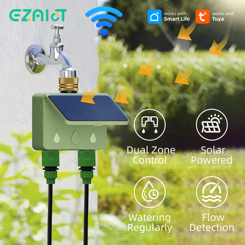 WiFi Water Timer 2 Zone Solar  – Smart Garden Irrigation System recenzja i cena